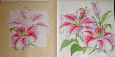 008 Lilies - 3-ply (beige/pink) - Home Fashion